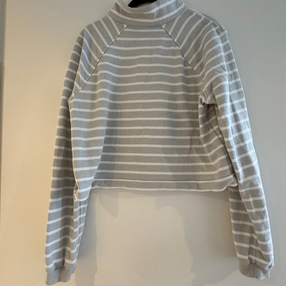 lululemon Cotton French Terry Cropped Half Zip Yachtie Stripe Size medium - Picture 3 of 4